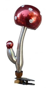 Double Mushroom<br>Vintage Free-blown Ornament